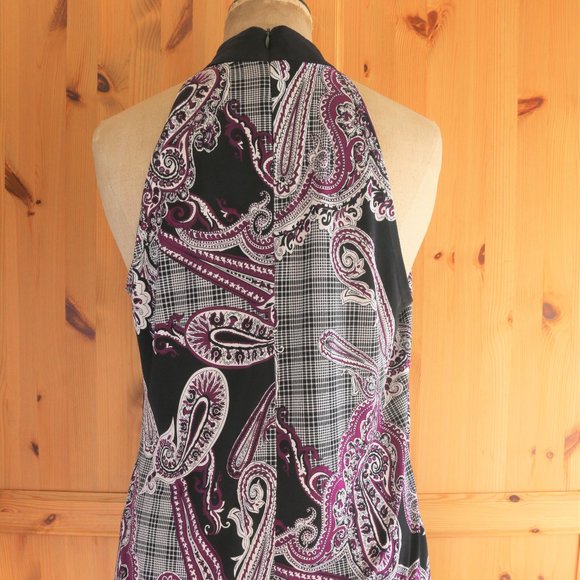 Chapter One Black Purple White Halter Style Top - Picture 3 of 6